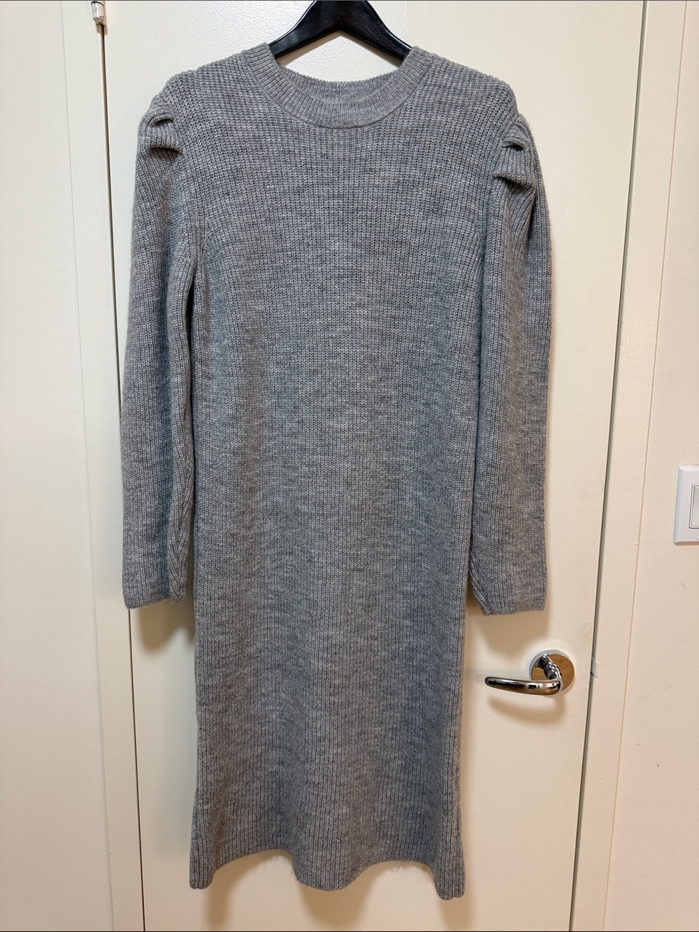Grey Knit Long Sleeve Sweater Dress